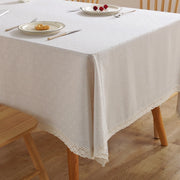 polyester linen tablecloth with lace edge, view 4 - MRSLM