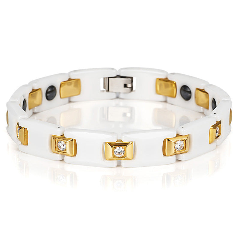 white ceramic zircon couple bracelet, view 7 - MRSLM