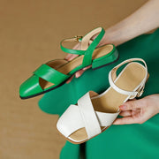 Casual low-heel summer leather sandals, view 7 - MRSLM