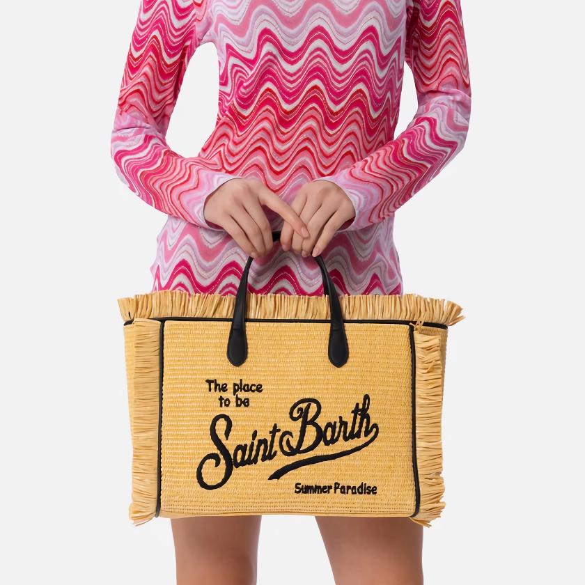 Beach Chic Embroidered Straw Tote