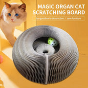 cat scratch board toy with bell, view 3 - MRSLM