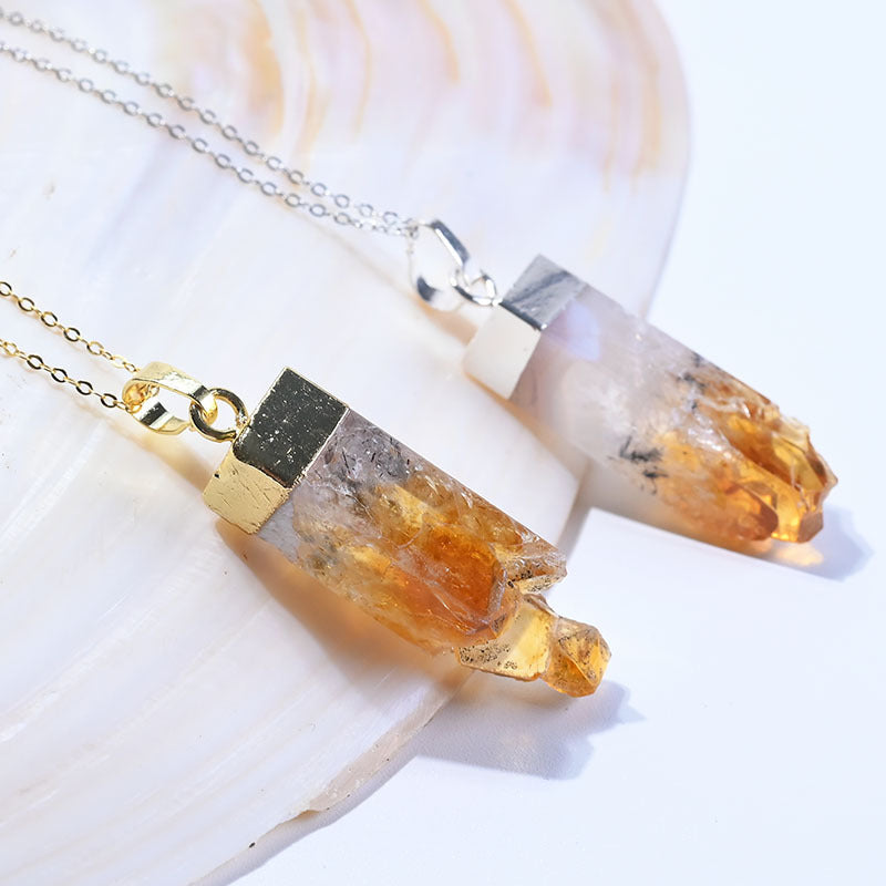 Yellow crystal rectangle pendant necklace - MRSLM