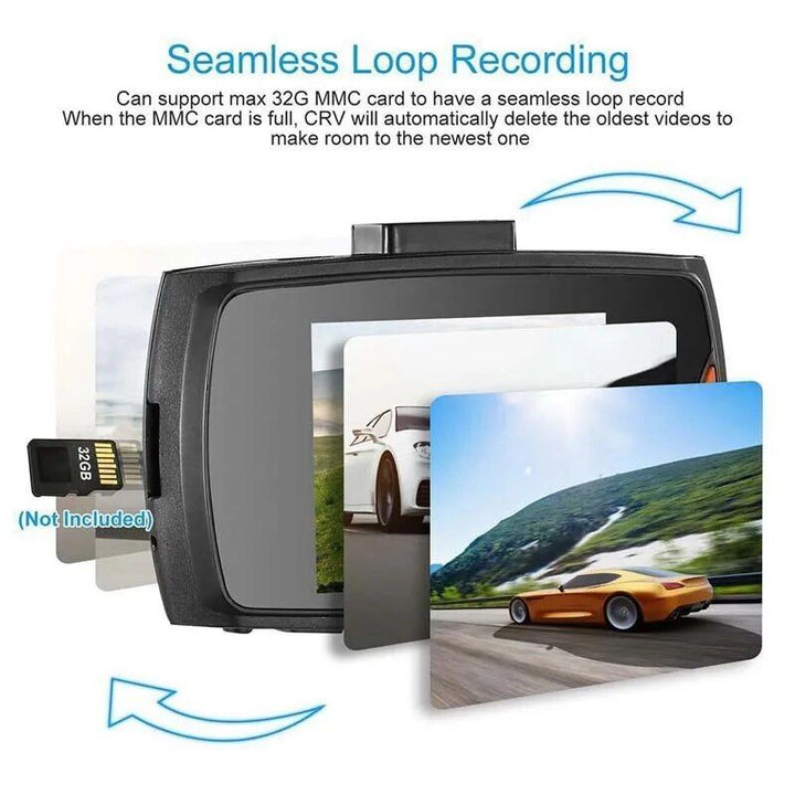 HD Car DVR with Wide-Angle Lens and Built-in Display