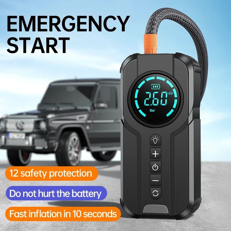 Portable car jump starter with air pump, view 4 - MRSLM