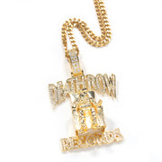 zircon monogram pendant hip hop necklace, view 6 - MRSLM