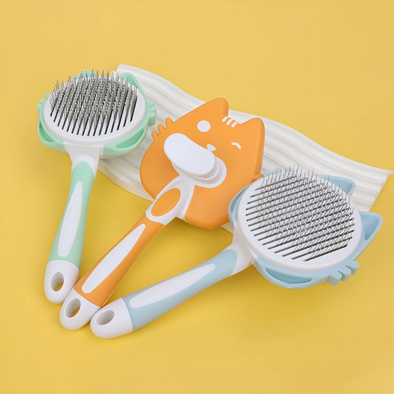 self-cleaning pet grooming brush, view 5 - MRSLM
