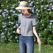 summer striped slim-fit knit tee, view 2 - MRSLM