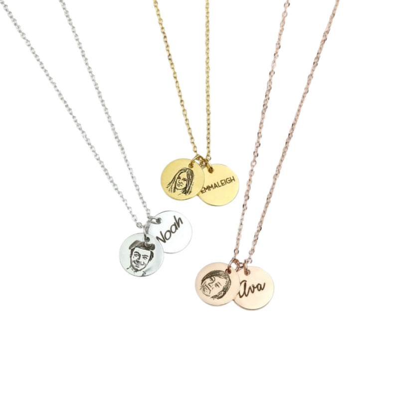 custom portrait laser necklace, view 5 - MRSLM