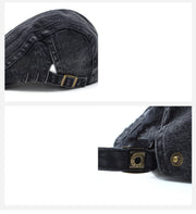 mens casual cotton flat-top beret cap, view 4 - MRSLM