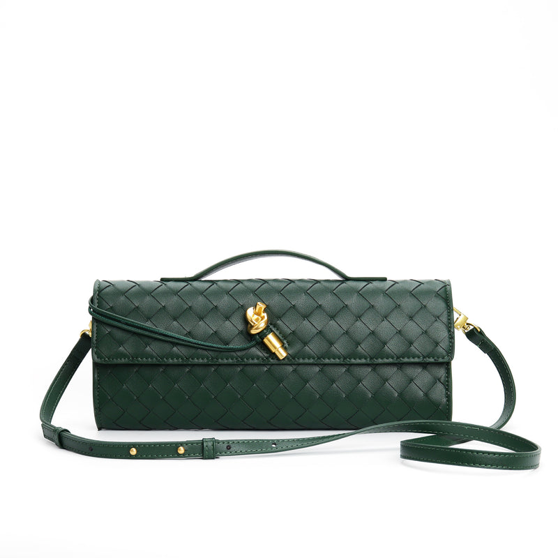 woven leather crossbody clutch bag, view 7 - MRSLM