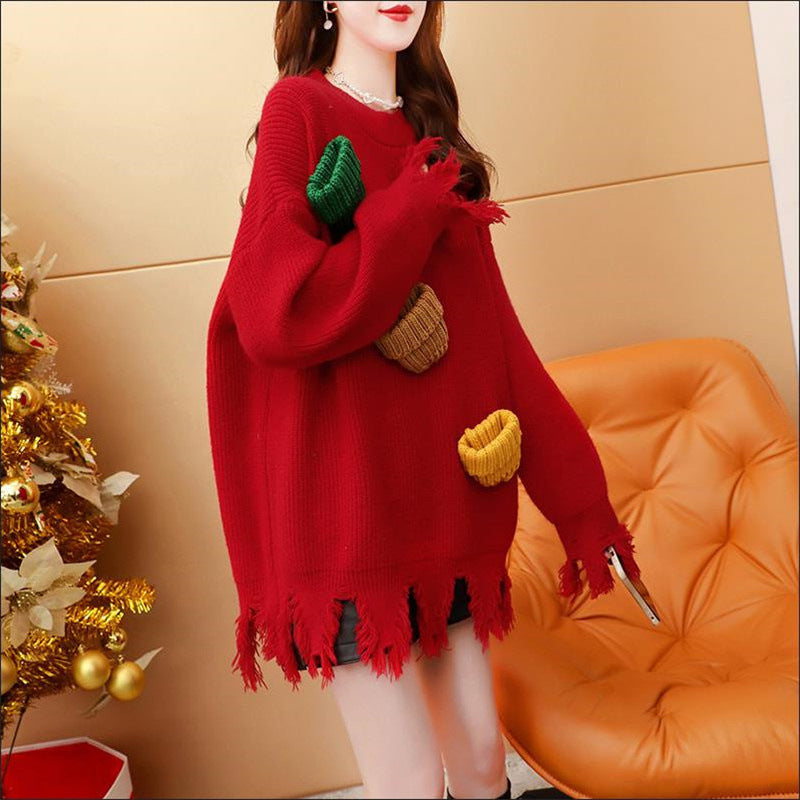 women's loose christmas sweater, view 2 - MRSLM