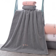 Large embroidered cotton bath towel, view 3 - MRSLM