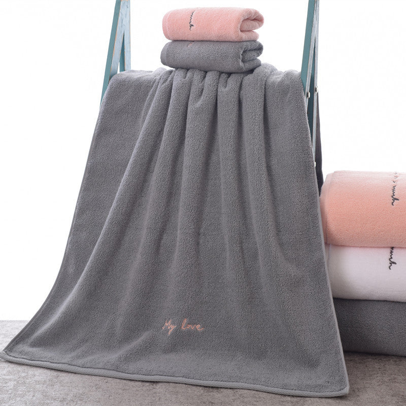 Large embroidered cotton bath towel, view 3 - MRSLM