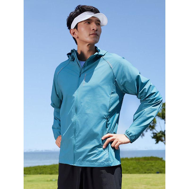 breathable uv protection hooded running jacket, view 8 - MRSLM