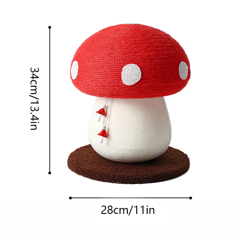 red mushroom cat scratching post, view 2 - MRSLM