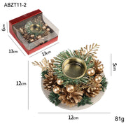 Christmas pinecone and berry candle holder wreath, view 2 - MRSLM