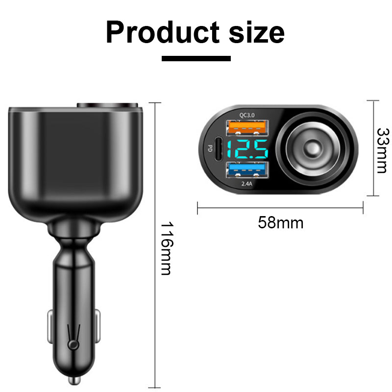 66W QC3.0 dual USB car charger LED display, view 10 - MRSLM