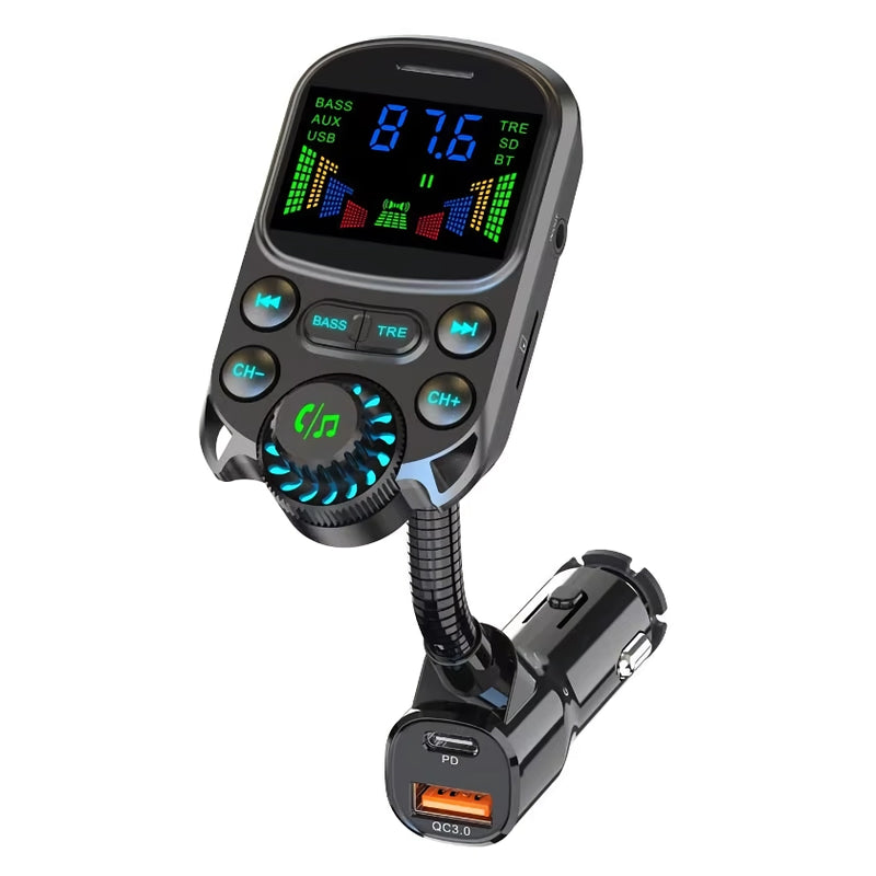 bluetooth 5.3 car fm transmitter with pd and qc3.0 charging, view 2 - MRSLM