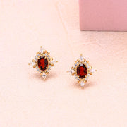 garnet zircon stud earrings, view 5 - MRSLM