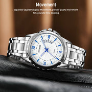 classic men's silver stainless steel quartz watch, view 7 - MRSLM