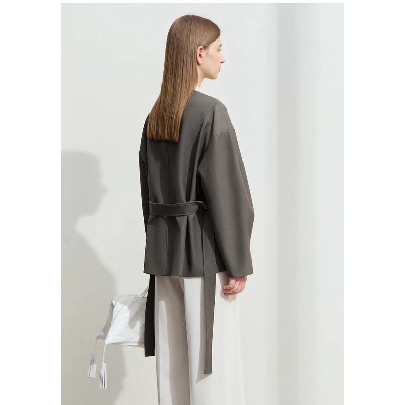 belted blazer coat, view 6 - MRSLM