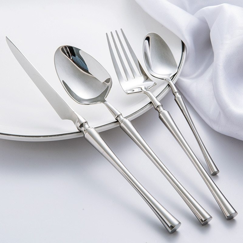 stainless steel western steak knife fork spoon set, view 3 - MRSLM