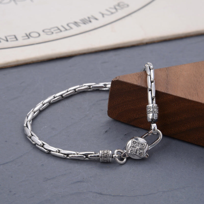 men's s925 silver bamboo bracelet, view 4 - MRSLM