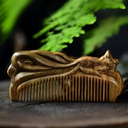 green sandalwood fox hair comb, view 5 - MRSLM