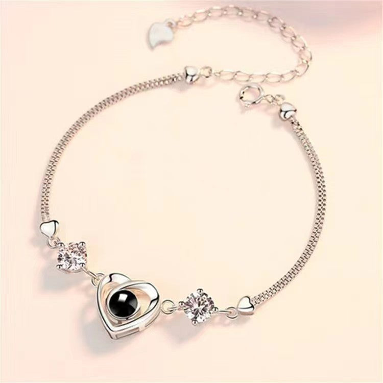 s925 silver heart projection bracelet, view 6 - MRSLM