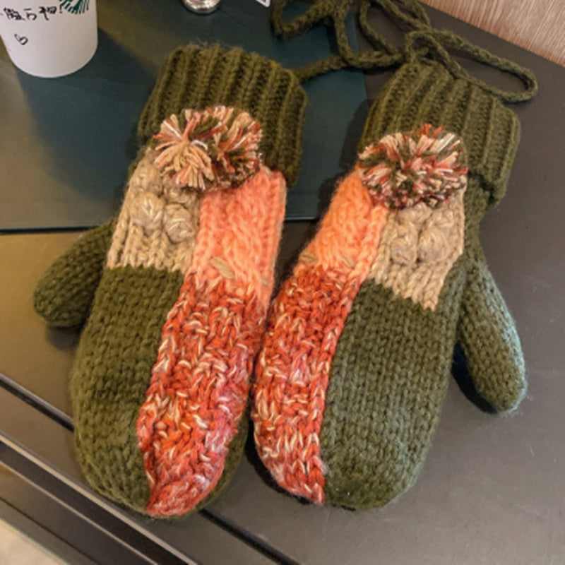 women's thick fleece knitted mittens, view 7 - MRSLM