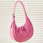 Women's half moon leather shoulder bag, view 10 - MRSLM