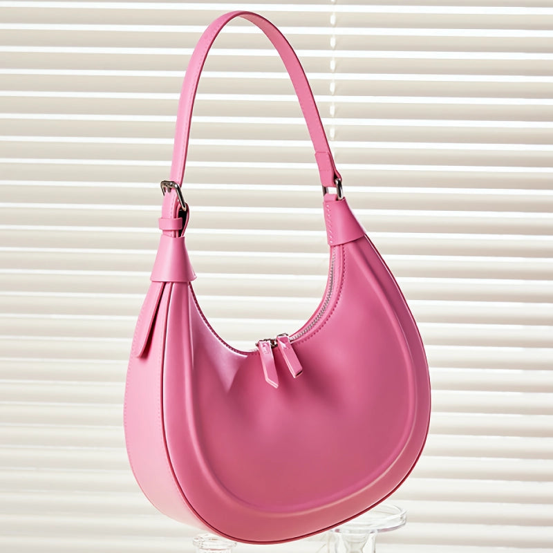 Women's half moon leather shoulder bag, view 10 - MRSLM