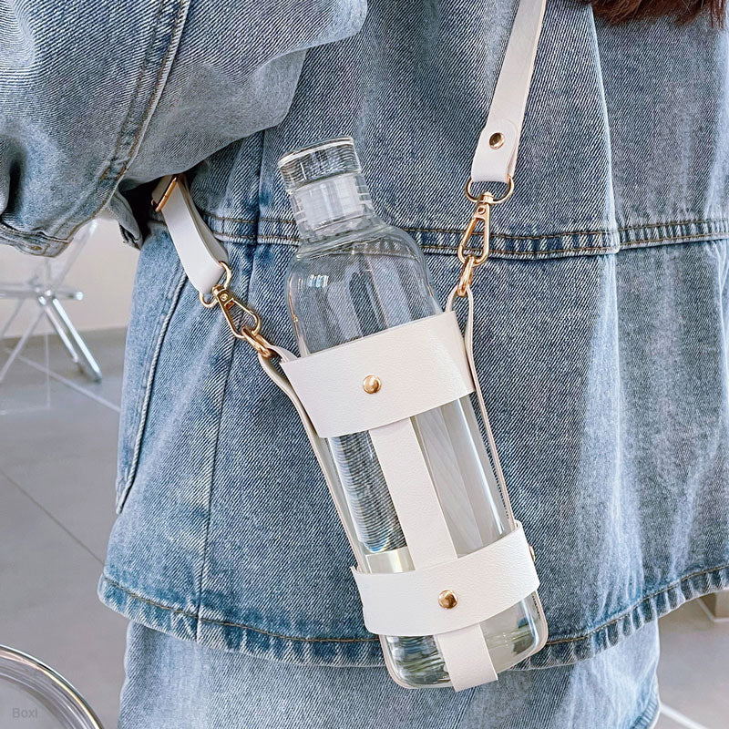 500ml glass water bottle with pu holder, view 4 - MRSLM