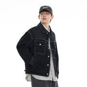 Color stitching denim coat, view 3 - MRSLM