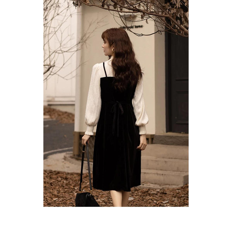 elegant lace patchwork dress, view 5 - MRSLM