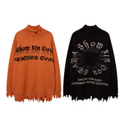 jacquard print stand collar cotton sweater - MRSLM