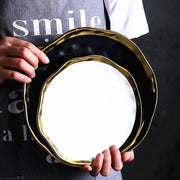 ceramic platter with gold edge, view 8 - MRSLM