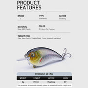 70mm floating crankbait minnow lure, view 11 - MRSLM