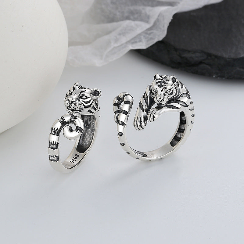 s925 silver tiger vintage ring, view 2 - MRSLM