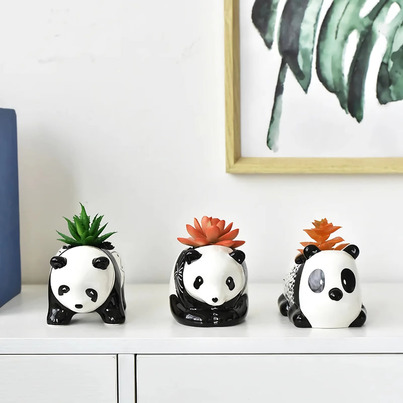 Panda ceramic flower pot, view 7 - MRSLM