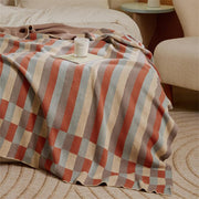 Colorful stripe plaid cotton blanket, view 2 - MRSLM