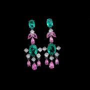 women's zirconia tassel necklace earrings set, view 5 - MRSLM