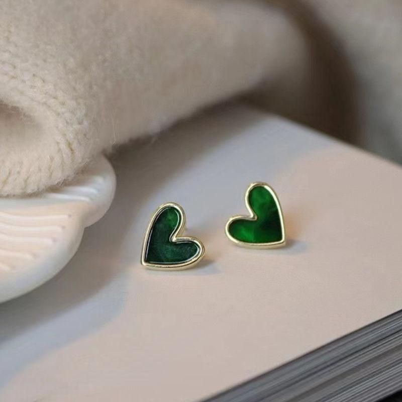 heart bling zircon stud earrings, view 4 - MRSLM