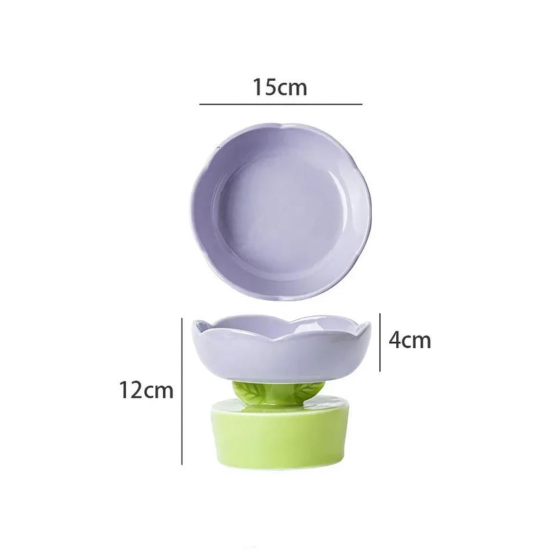 flower-shaped ceramic cat bowl, view 5 - MRSLM