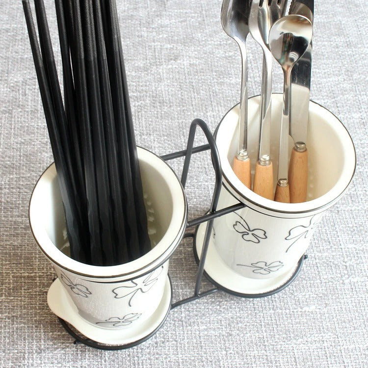 Ceramic chopsticks and utensil storage set, view 11 - MRSLM