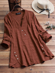 women's irregular hem button top, view 2 - MRSLM