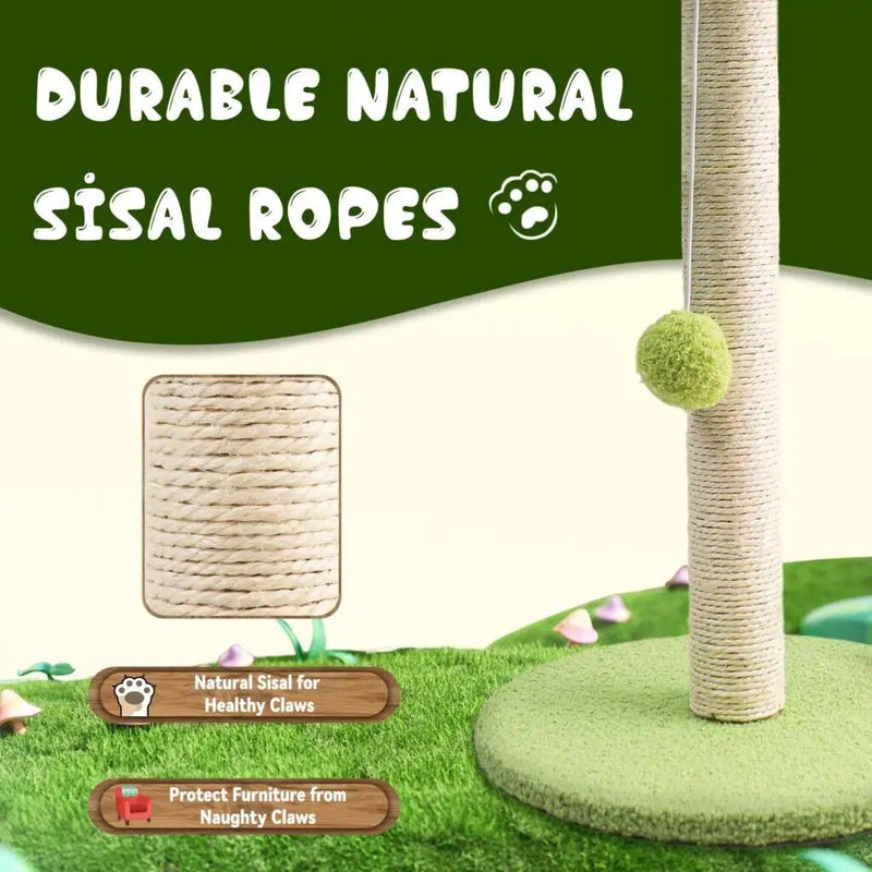 green leafy cat scratching post, view 8 - MRSLM