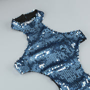 sequin halter long dress, view 5 - MRSLM