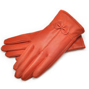 Women's sheepskin leather bow gloves, view 10 - MRSLM