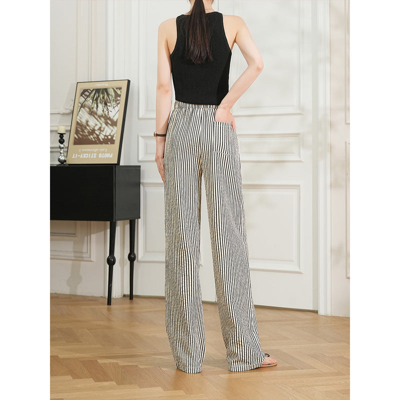 Women's wide leg striped pants, view 6 - MRSLM
